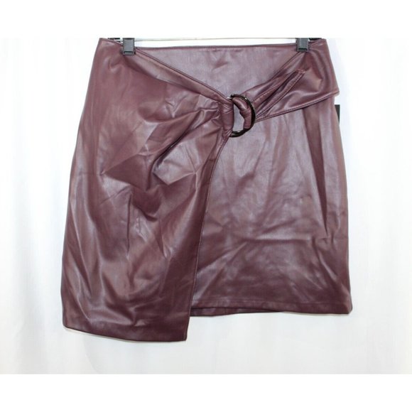 Bailey 44 Dresses & Skirts - NWT Bailey 44 Womens Dark Red Faux Leather Wrap Skirt S Made in USA